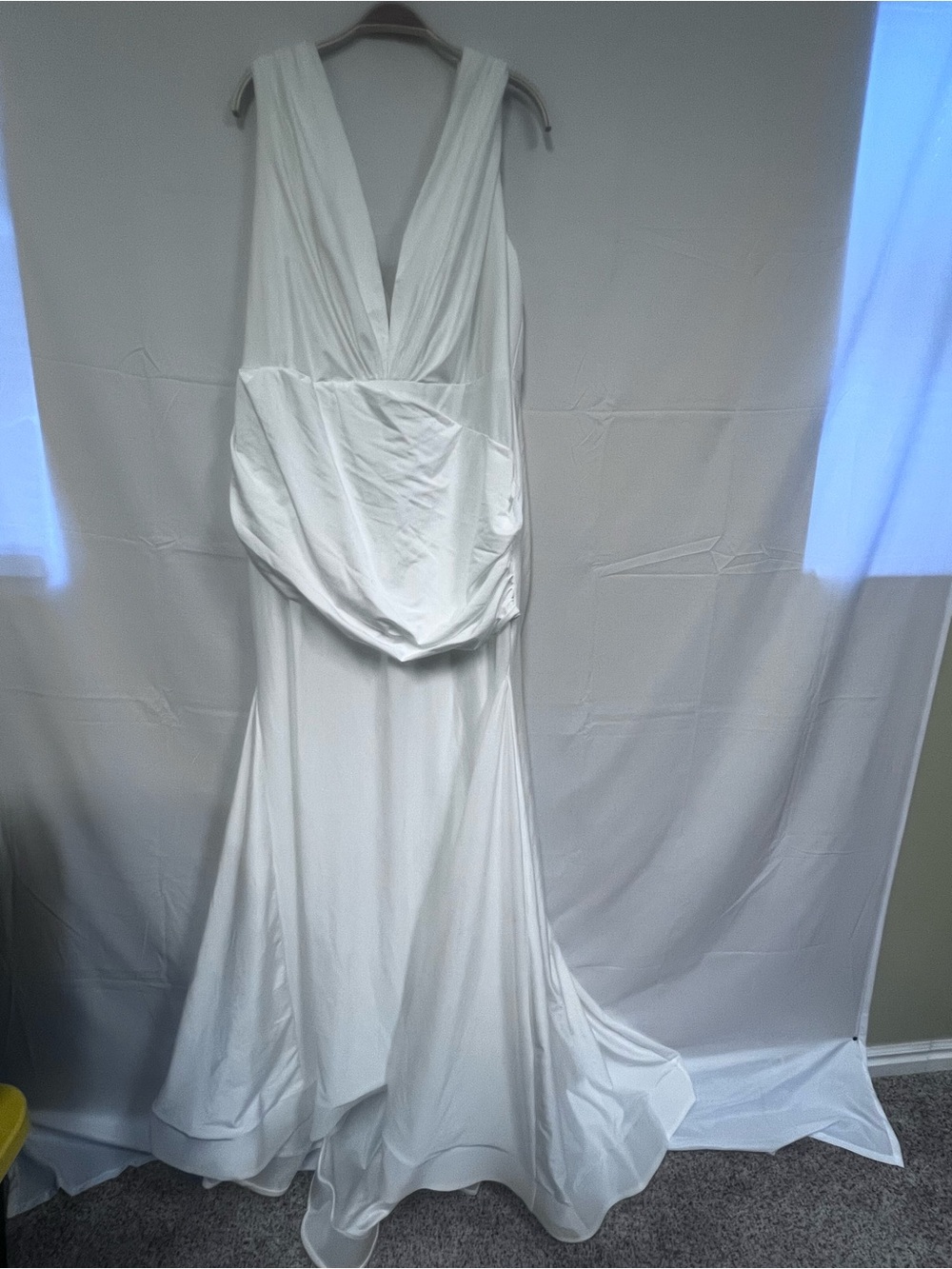 NEW fitted satin sleeveless open back antique moss evening gown size:20